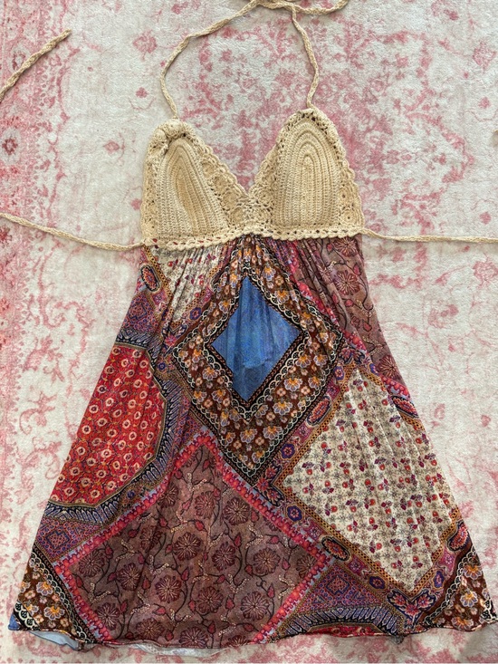 Sky Dresses & Skirts - SKY WOMENS HALTER CROCHET DRESS MEDIUM